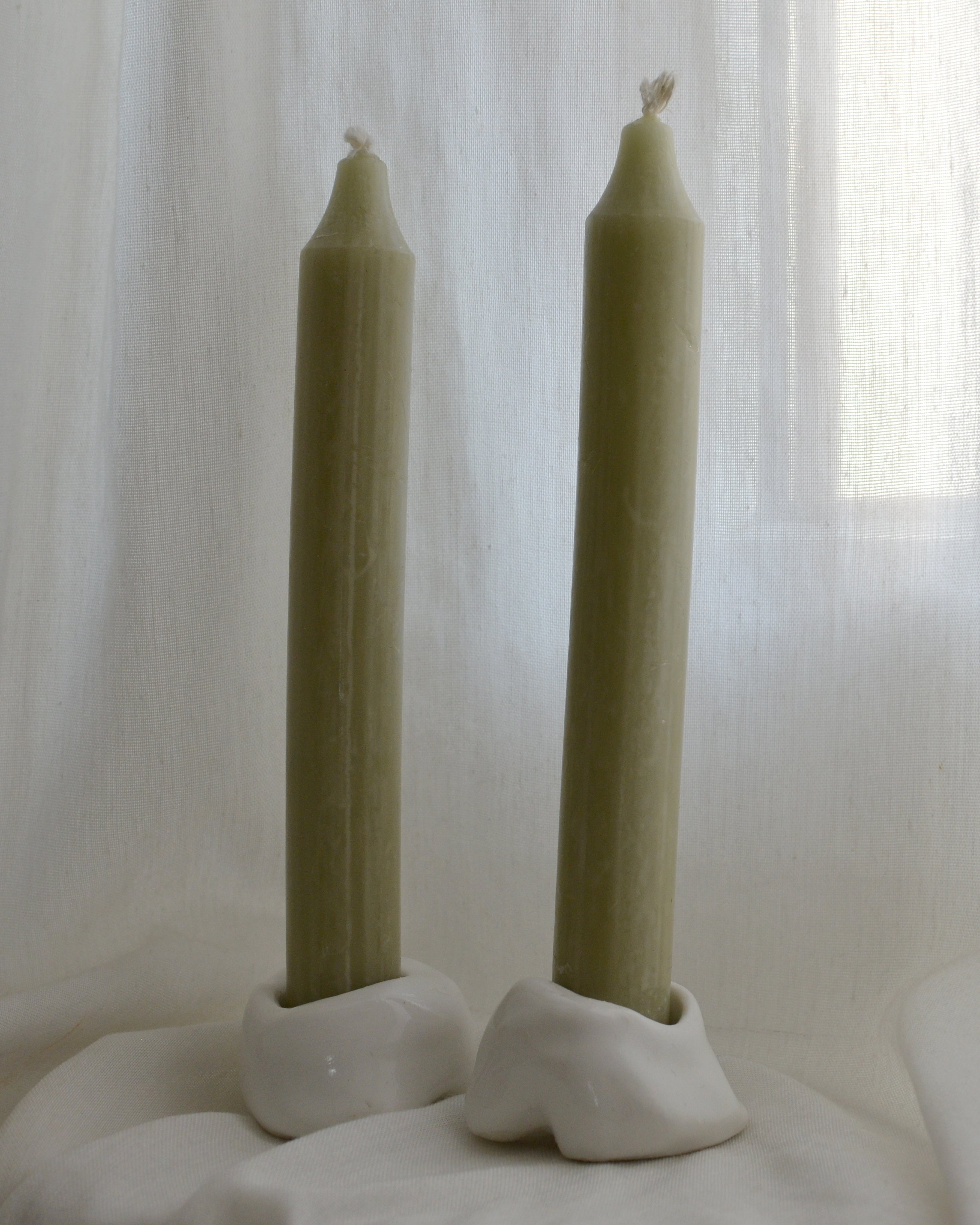 Handmade Porcelain Candle Holder Pair