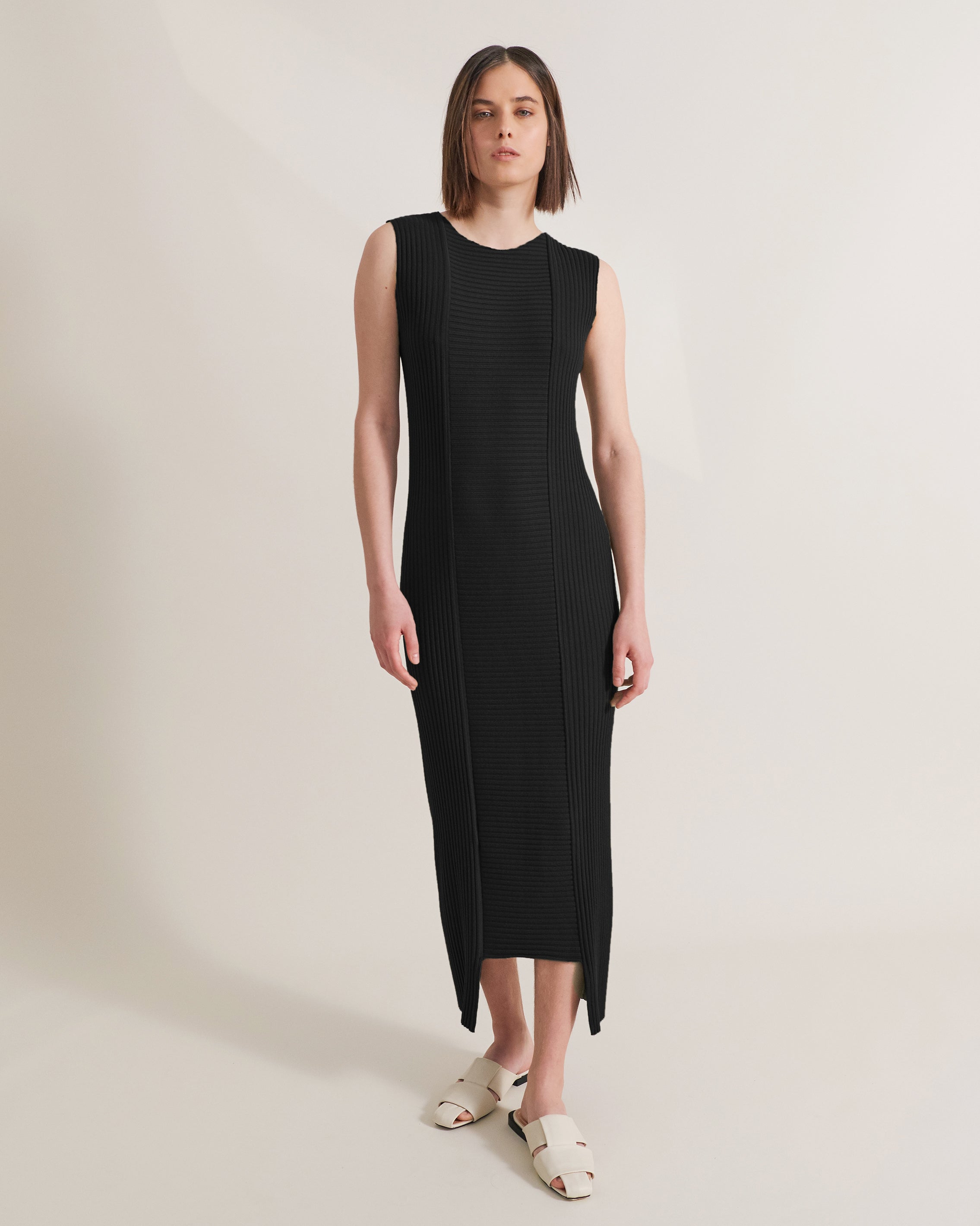 Rib Knit Panel Dress